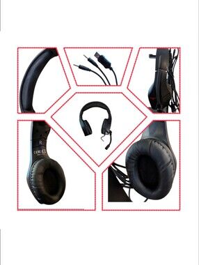 Black Wired Over-Ear Headset with Boom Mic